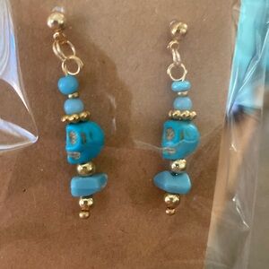 3 for $20 sale!! pretty beaches turquoise and gold earrings halloween!!